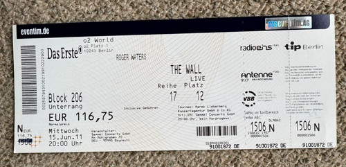 Roger waters sammlerticket - sammlerticket, o2