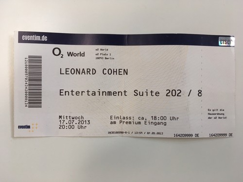 Konzert ticket leonard cohen - ticket,