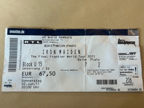 Iron maiden konzertticket - maiden,